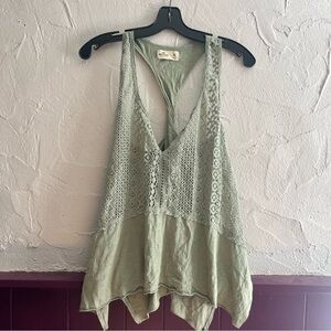 Hollister Light Green Lace Detail Tank Top